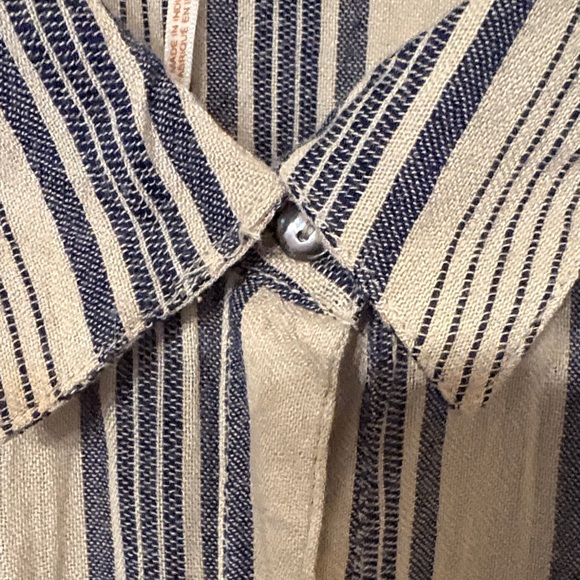 Free People Navy and Beige Striped Button-Down Top - Picture 4 of 7